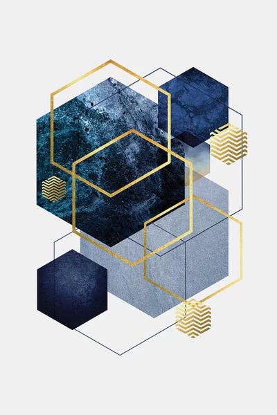 Art Deco: Navy Gold Geo II by Urban Epiphany