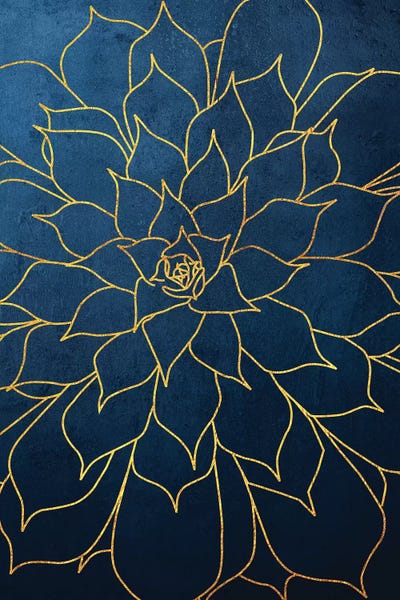 Urban Epiphany: Navy Gold Succulent I by Urban Epiphany