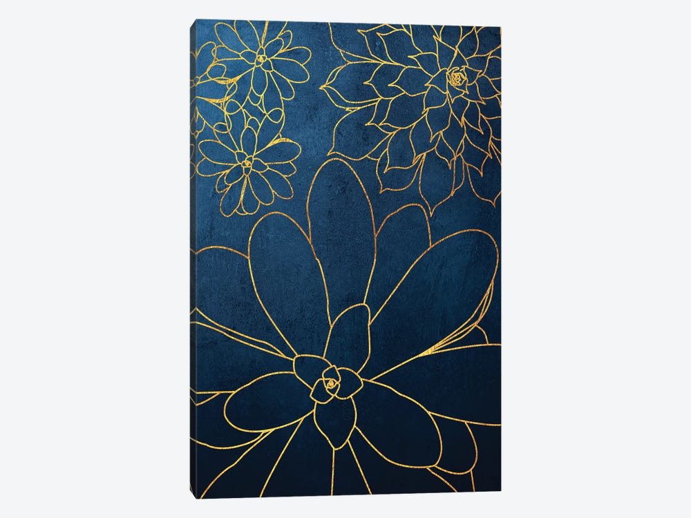 Navy Gold Succulent II by Urban Epiphany 1-piece Canvas Print
