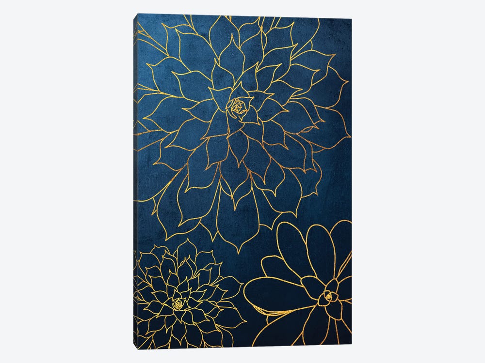 Navy Gold Succulent III by Urban Epiphany 1-piece Canvas Artwork