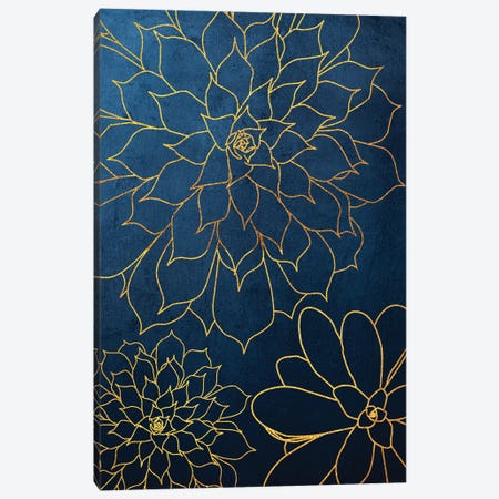 Navy Gold Succulent III Canvas Print #URE167} by Urban Epiphany Art Print