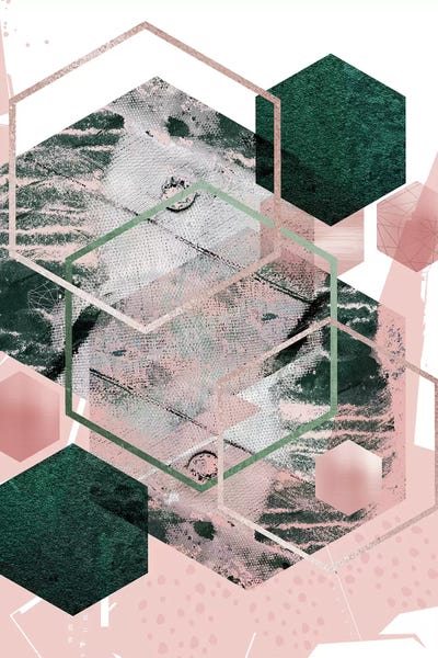 A.D. Lines Eurogroup Inc.: Pink Green Geo Hex by Urban Epiphany