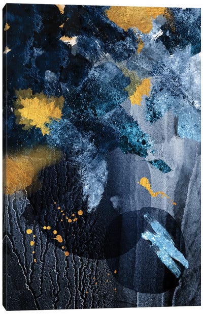Abstract Blue and Gold Canvas Art Print - Urban Epiphany