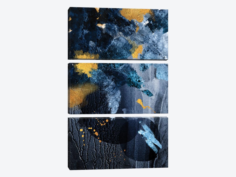 Abstract Blue and Gold by Urban Epiphany 3-piece Canvas Print