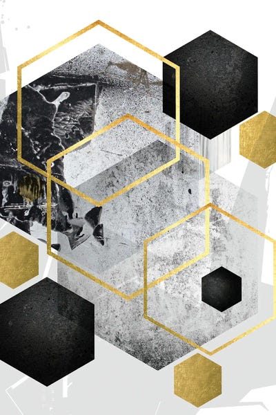 Art Deco: Abstract Geo Black Gold I by Urban Epiphany