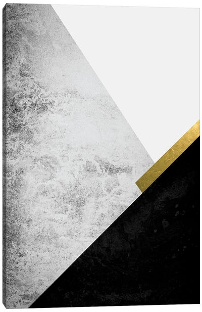 Black Grey Gold Mountains I Canvas Art Print - Muted & Modular Abstracts