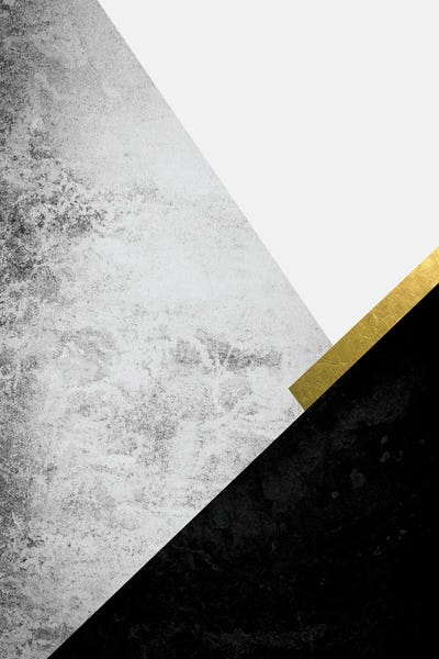 Muted & Modular Abstracts: Black Grey Gold Mountains I by Urban Epiphany