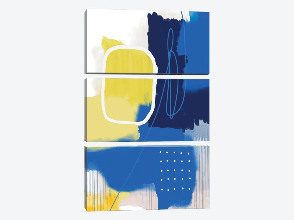 Modern Abstract Yellow Blue I by Urban Epiphany 3-piece Canvas Art