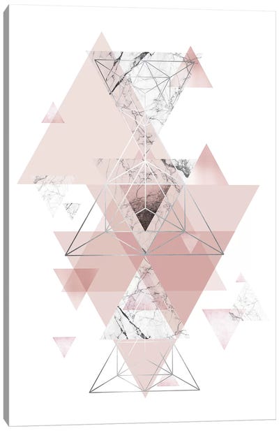 Blush Pink Marbled Geometric Canvas Art Print - Urban Epiphany