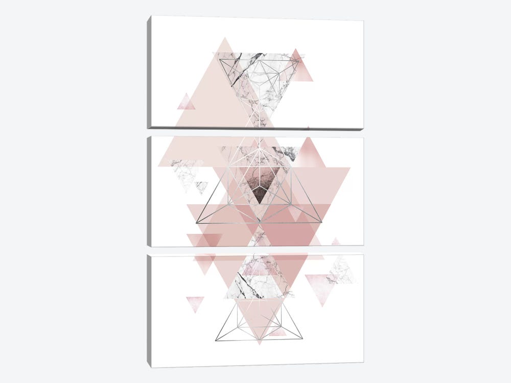Blush Pink Marbled Geometric by Urban Epiphany 3-piece Canvas Wall Art