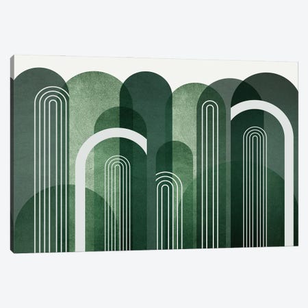 MidCentury Arches Emerald Green Canvas Print #URE395} by Urban Epiphany Canvas Artwork