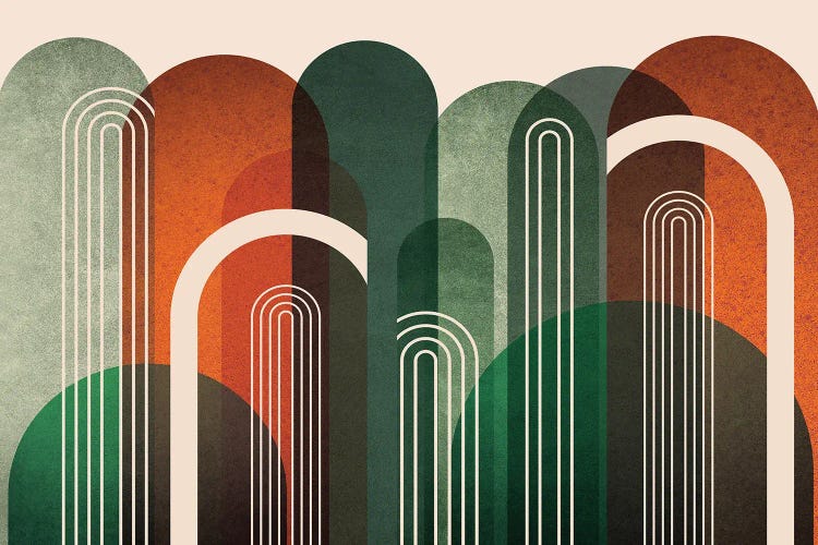 MidCentury Arches Orange Green