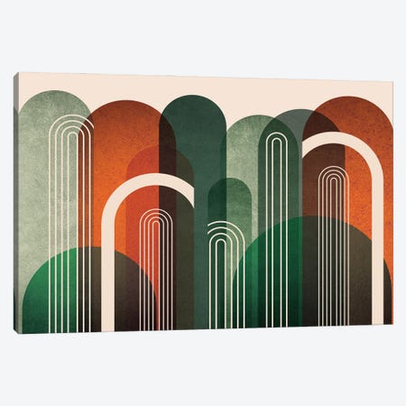 MidCentury Arches Orange Green Canvas Print #URE396} by Urban Epiphany Canvas Wall Art