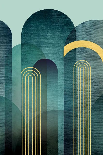 MidCentury Arches Teal by Urban Epiphany canvas print