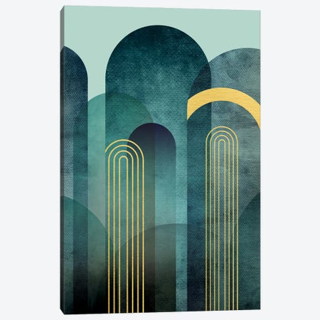 MidCentury Arches Teal Canvas Print #URE397} by Urban Epiphany Canvas Wall Art