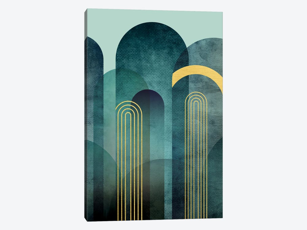 MidCentury Arches Teal by Urban Epiphany 1-piece Canvas Wall Art