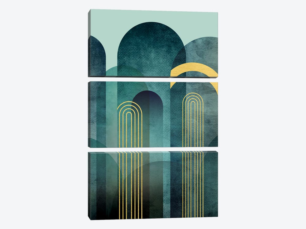 MidCentury Arches Teal by Urban Epiphany 3-piece Canvas Wall Art