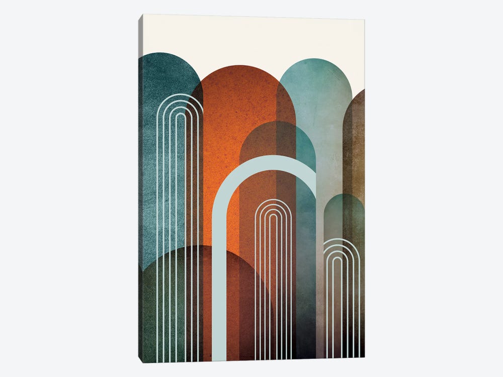 MidCentury Arches Teal Orange I by Urban Epiphany 1-piece Canvas Print