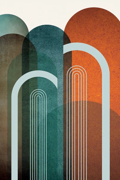 A.D. Lines Eurogroup Inc.: MidCentury Arches Teal Orange II by Urban Epiphany