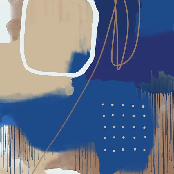 Urban Epiphany: Blue And Tan Abstract I by Urban Epiphany