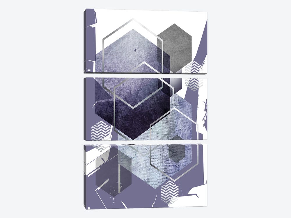 Abstract Geo Ultra Violet  by Urban Epiphany 3-piece Canvas Wall Art
