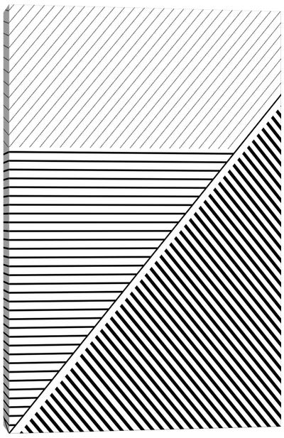 Black And White Geo Lines II Canvas Art Print - Black & White Abstract Art