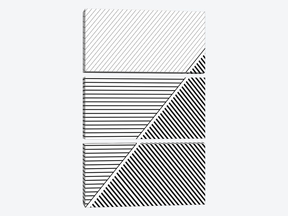 Black And White Geo Lines II by Urban Epiphany 3-piece Canvas Art