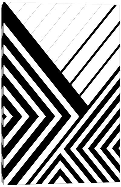 Black And White Geo Lines III Canvas Art Print - Black & White Abstract Art