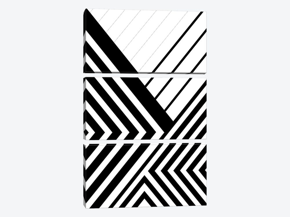Black And White Geo Lines III by Urban Epiphany 3-piece Art Print