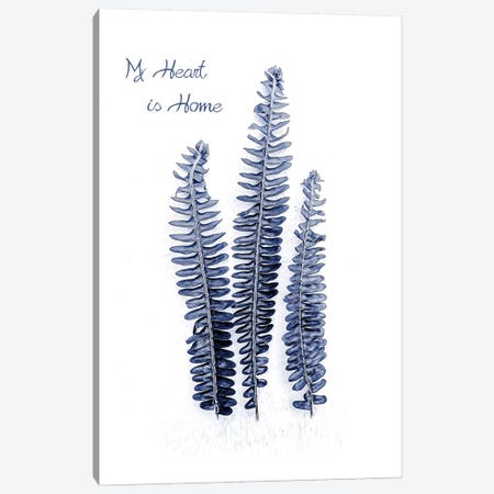 Fern Fronds Navy, Home  Canvas Print #URE71} by Urban Epiphany Art Print