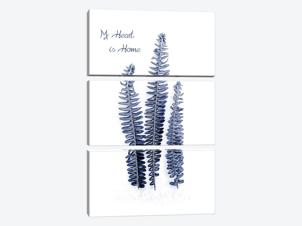Fern Fronds Navy, Home  by Urban Epiphany 3-piece Art Print