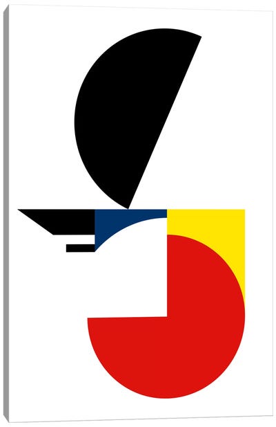 Yes Sir Canvas Art Print - Composition with Red, Blue and Yellow Reimagined