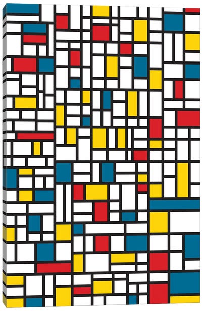 Mondrian Extreme Canvas Art Print - Composition with Red, Blue and Yellow Reimagined