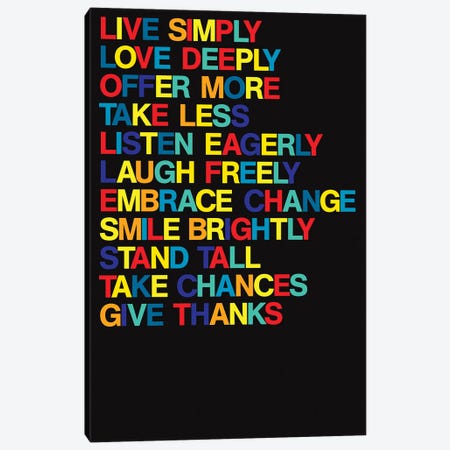 For A Better Life (Colors On Black) Canvas Print #USL134} by The Usual Designers Canvas Artwork