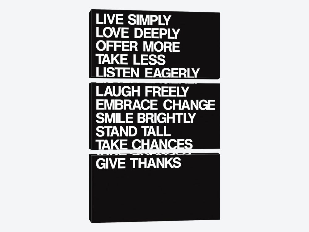 For A Better Life (White On Black) by The Usual Designers 3-piece Canvas Art