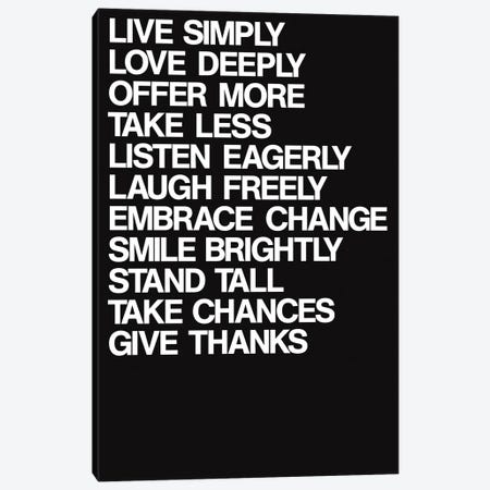 For A Better Life (White On Black) Canvas Print #USL136} by The Usual Designers Canvas Wall Art