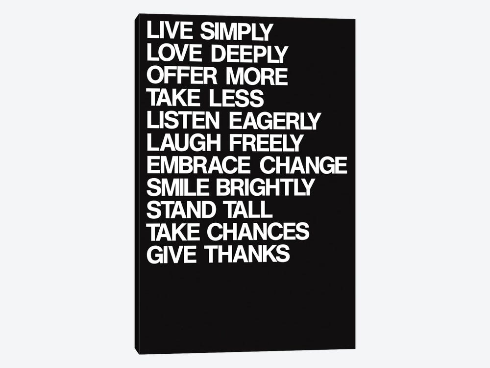 For A Better Life (White On Black) by The Usual Designers 1-piece Canvas Artwork