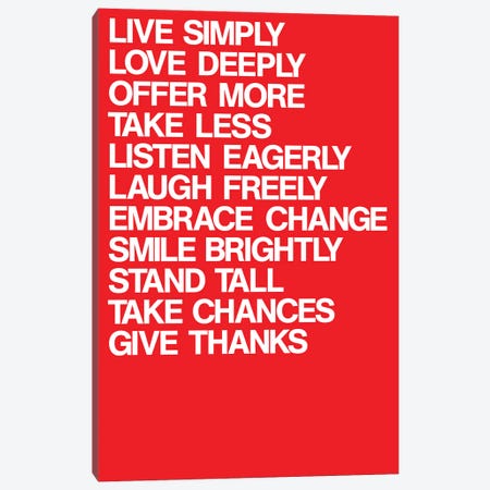 For A Better Life (White On Red) Canvas Print #USL137} by The Usual Designers Canvas Wall Art