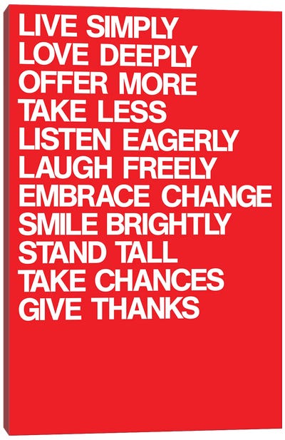 For A Better Life (White On Red) Canvas Art Print - Motivational