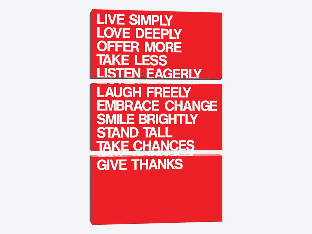 For A Better Life (White On Red) by The Usual Designers 3-piece Canvas Art Print