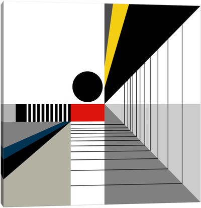 Black Point Canvas Art Print - Composition with Red, Blue and Yellow Reimagined