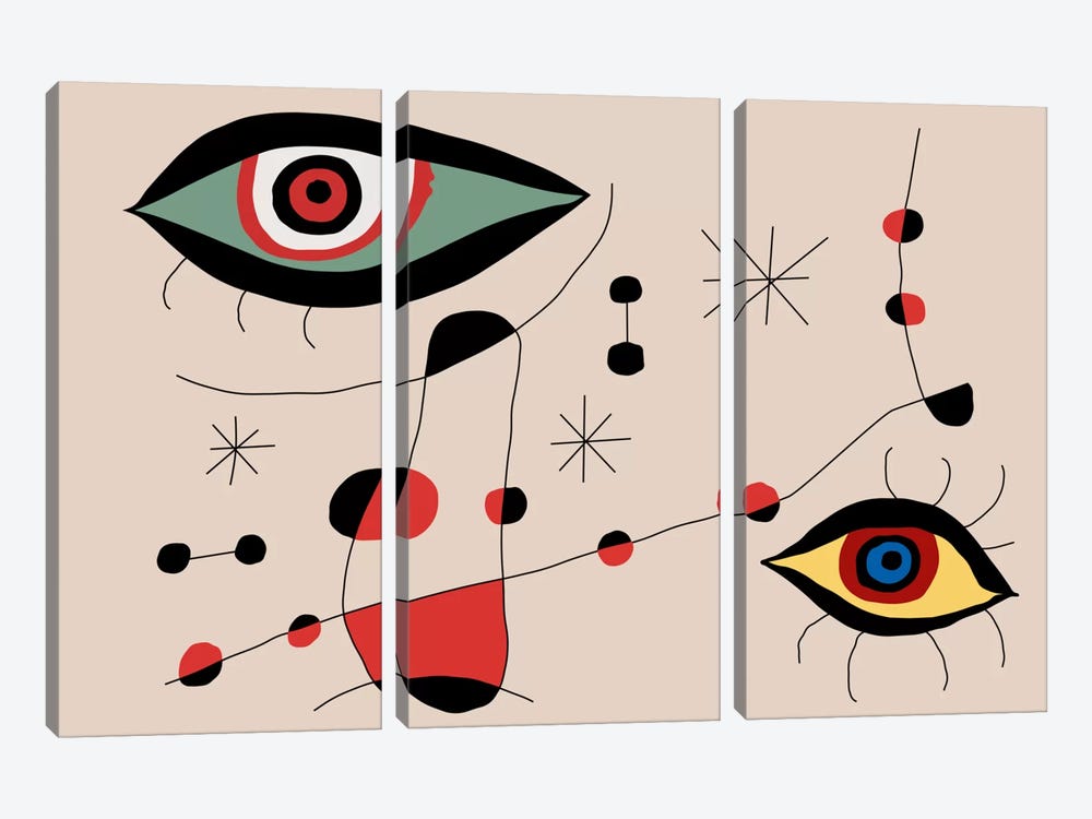 Tribute To Miro by The Usual Designers 3-piece Canvas Art Print