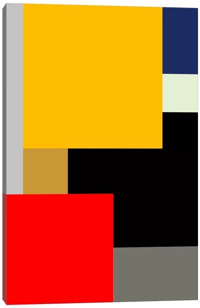 Warm Canvas Art Print - Composition with Red, Blue and Yellow Reimagined