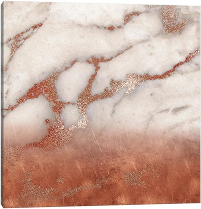 Girly Trend Marble With Copper Canvas Art Print - Rose Gold Art