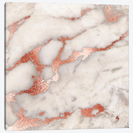 Girly Trend Marble With Glamour Copper Veins Canvas Print #UTA102} by UtArt Art Print