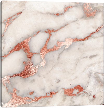 Girly Trend Marble With Glamour Copper Veins Canvas Art Print - Rose Gold Art