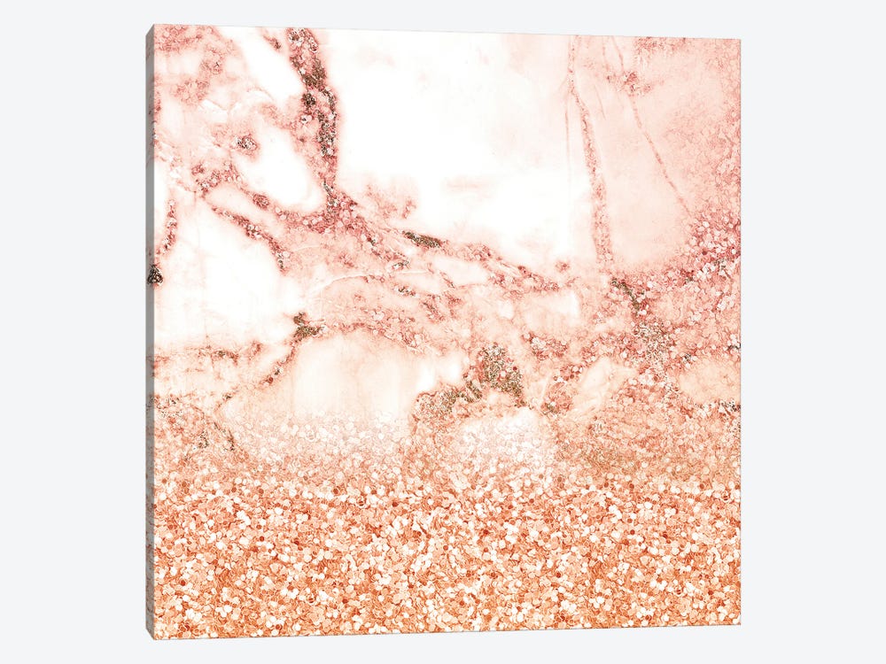 Girly Trend Peach Glitter Marble by UtArt 1-piece Canvas Print