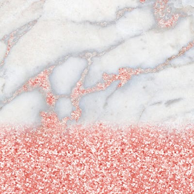 Girly Trend Rosegold Glitter Marble by UtArt framed canvas print