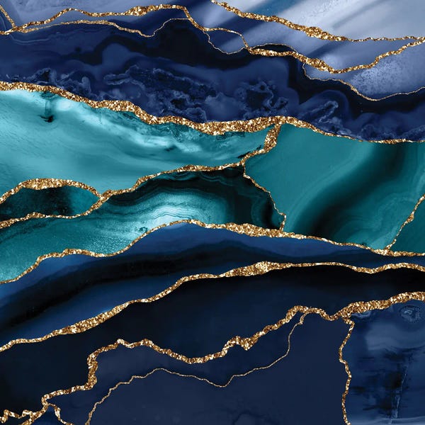 Teal Abstract Art: Glamour Marble by UtArt
