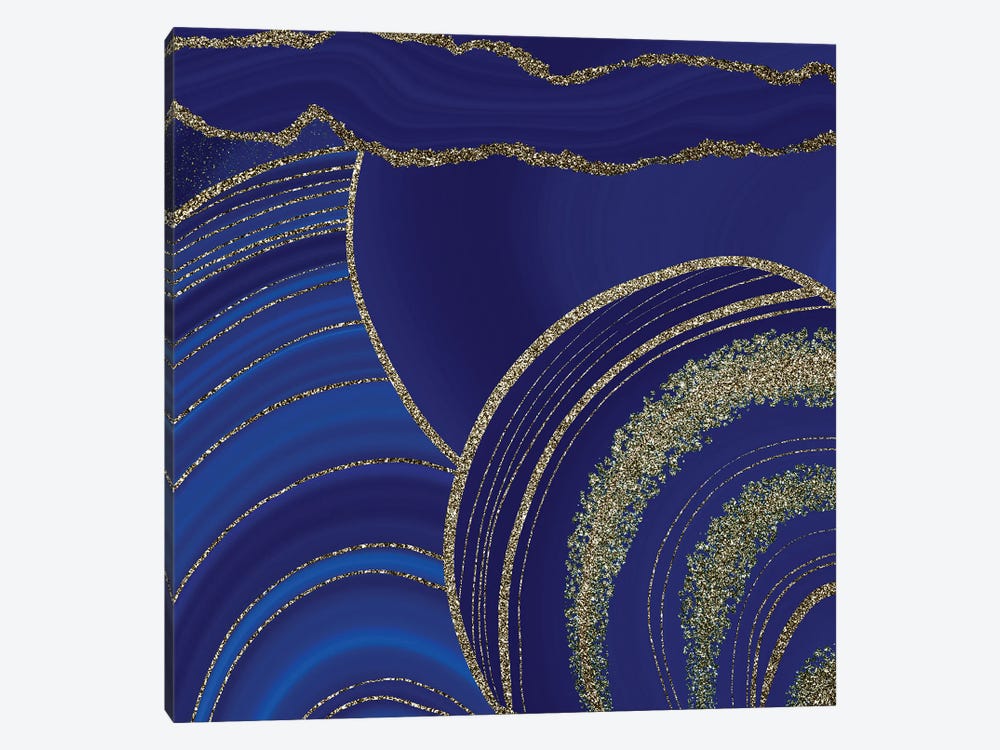 Gold And Blue Marble Landscape by UtArt 1-piece Canvas Wall Art